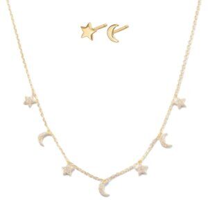 Great Set Melinda Maria Starry Night Necklace Gold Diamondettes Bonus Earrings